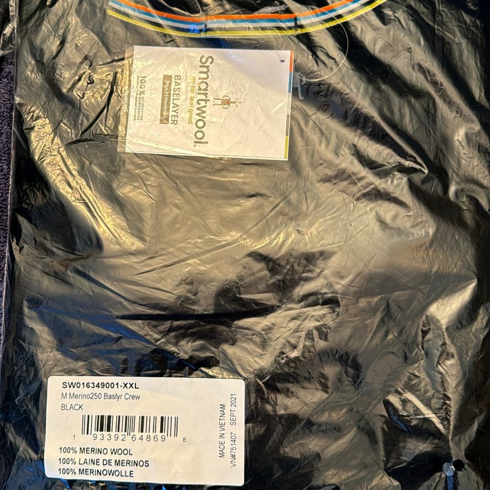 Smartwool Mens Merino 250 Baselayer Crew XXL Black